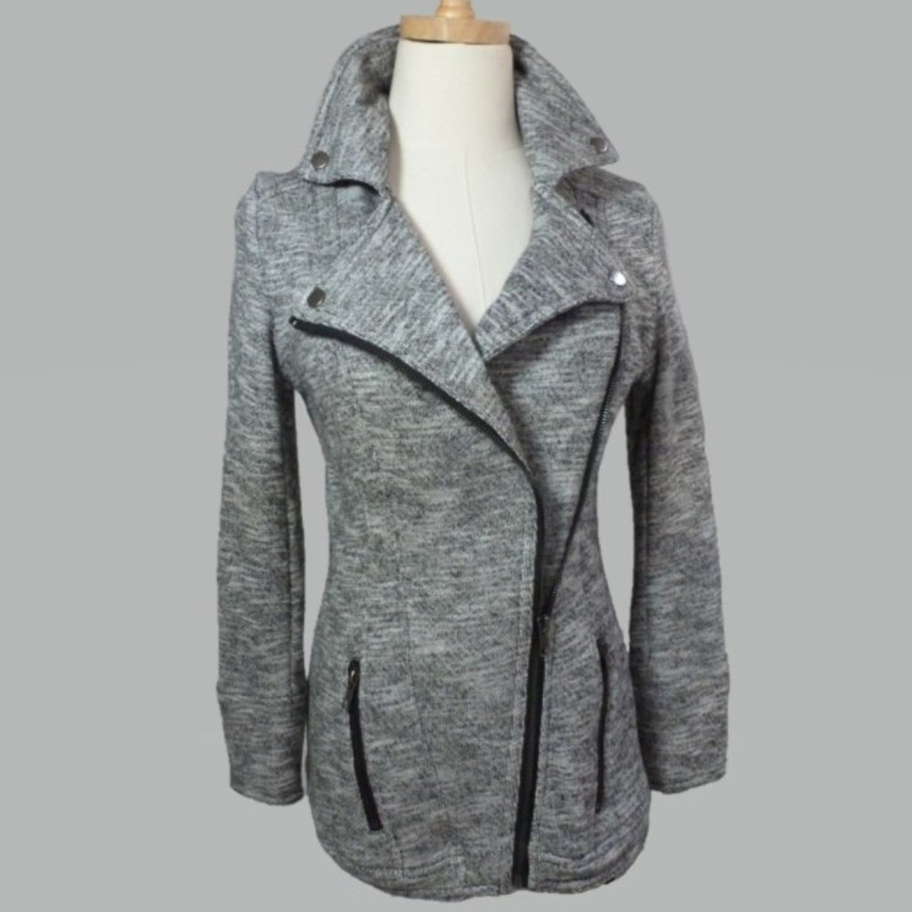 Market & Spruce S Heather Gray Moto Jacket